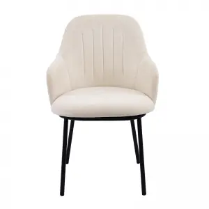 Brant Dining Chair with Arm Upholstered Seat in Metal Frame.