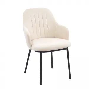 Brant Dining Chair with Arm Upholstered Seat in Metal Frame.