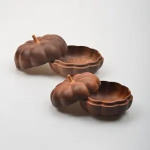 Maya Ebony Pumpkin Storage Box Set of 2 Wood Crafts